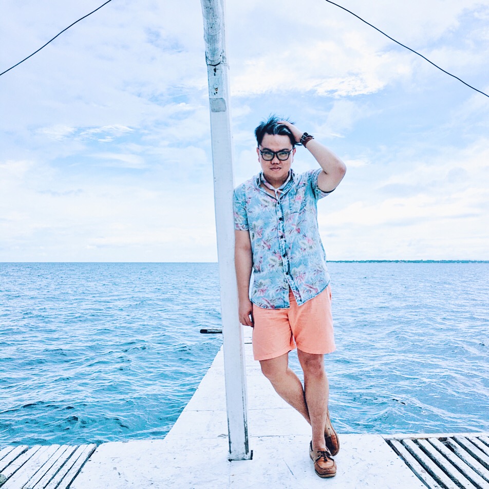 Faux Denim Print Polo and Wrap Around Anchor Bracelet - Zalora | Rose Quartz and Serenity scarf - The SM Store | Watch - Lloyd | Shorts - Straightforward.ph | Boat Shoes - Debonair Shoe